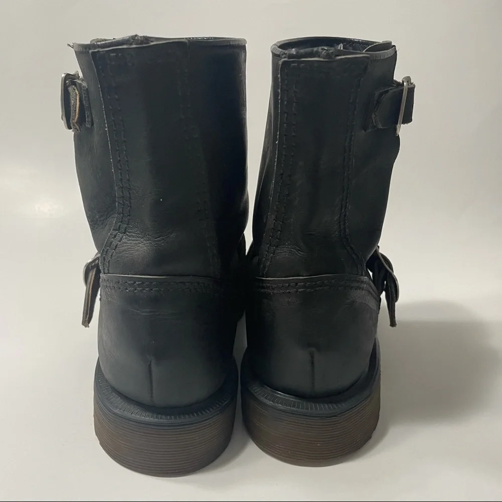 Rare Vintage Dr. Martens Motorcycle Boots Buckles Made in England 5 Black - Picture 4 of 15
